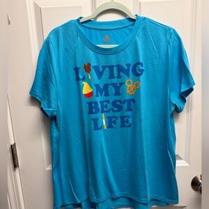 Disney Parks Living my best life snacks t-shirt size XL blue